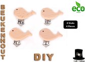 Bob Online ™ - 4 Stuks – Blanco Vis Houten Jarretelclips los - Beukenhout Jarretelclips - Blanco Houten Clip – DIY Jarretelclips – Fish Blank Beech Wood DIY Suspender Clips – Speenkoordclips – Hobby Kralen - Bretel Clip