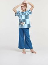 Woody - Meisjes/Dames Pyjama Meeuw - Blauw Gestreept - 6 jaar