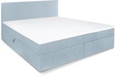 Beddenleeuw Boxspring Bed Lana met Opbergruimte - 140x210 - Incl. Hoofdbord + Topper - Blauw