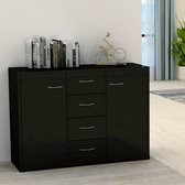 Decoways - Dressoir 88x30x65 cm spaanplaat hoogglans zwart