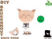 Bob Online ™ - 4 Stuks – Laser Gegraveerd Houten Jarretel Clips Kat – Jarretel Clips – Houten Clips – Cat Laser Engraved Suspender clips – Hobby Materiaal – Houten DIY Clip – Houte