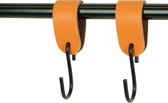 2x Leren S-haak hangers - Handles and more® | ORANJE - maat L (Leren S-haken - S haken - handdoekkaakje - kapstokhaak - ophanghaken)