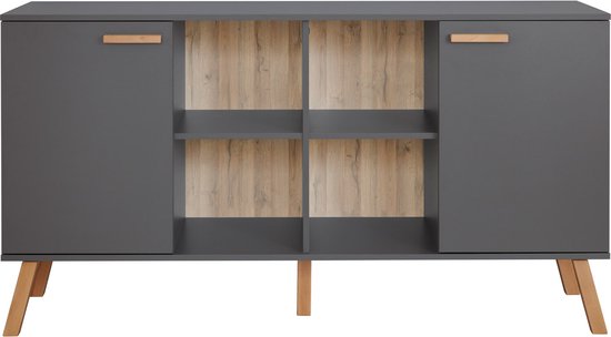 trendteam smart living Sideboard, hout, wit, massief beuken, 160 x 86 x 42 cm