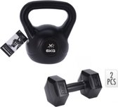 XQ Max Kettlebell - 6KG  en 2 stuks Dumbbell - 2x 2KG - Zwart