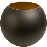 Vaas - Zwart- Rond - Glas - Black gold Zambezi | Ø20,5 x H25 cm