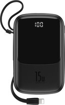 BASEUS 10000 mAh 3-in-1 Powerbank (Quick Charge Snellader)- Ingebouwde Oplaadkabels - Klein Formaat Licht Gewicht - Universeel - Voor Apple/iPhone ( USB-C - USB-A - Lightning) & Sa