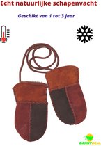 1 paar Baby Wanten - Handschoenen - Schapenvacht - Echt Leder - 1 tot 3 jaar - Winter - Warm - Bruin