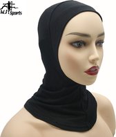 MJ Sports Premium Sports Hijab Zwart - Sport Hoofddoek - Hoofdband - Haarband - Dames - Vrouwen - Schouderlengte - One Size