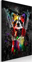 Schilderij - Colourful Animals: Racoon (1 Part) Vertical.