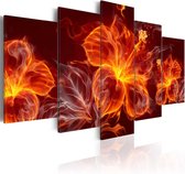 Schilderij - Fiery Flowers.