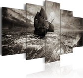 Schilderij - Ship in a storm.