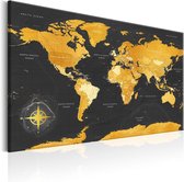 Schilderij - World Maps: Golden World.