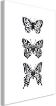 Schilderij - Three Butterflies (1 Part) Vertical.