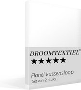 Droomtextiel Kussenslopen Flanel - 60 x 70 cm - 2 Stuks - Wit - 100% Katoen Flanel - Anti Allergisch - Huidvriendelijk - Super Zacht