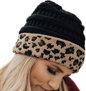 Muts Beanie - Luipaard - Zwart