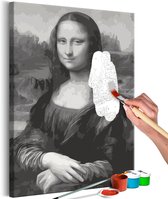 Doe-het-zelf op canvas schilderen - Black and White Mona Lisa.