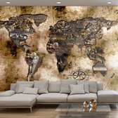 Fotobehangkoning - Behang - Vliesbehang - Fotobehang Oude Wereldkaart - 250 x 175 cm