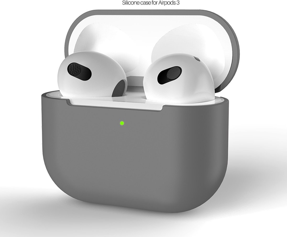 Apple AirPods 3 - Siliconen Case Cover - Hoesje Geschikt voor AirPods 3 - Kleur Grijs