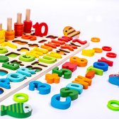 montessori speelbord - Educatief 5 in 1 bord - cijfers letters vormen kleuren en visspel - houten speelset