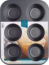 KitchenCraft Chicago metallic professionele anti-aanbaklaag met 6 koppen muffin, 40 x 28 x 3,5 cm (15,5 x 11 x 1,5 inch) - grijs