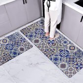2-delige keuken tapijten matten set, anti-vermoeidheid staande mat loper tapijten waterdicht PVC, antislip, olie bestendige vloermatten voor keuken, kantoor (120cmx44+77x44cm