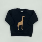 Sweater baby - Giraffe - Zwart opdruk Goud - Maat 68