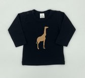 Longsleeve baby - Giraffe - Zwart opdruk Goud - Maat 56