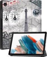 Hoesje Geschikt voor Samsung Galaxy Tab A8 Hoes Case Tablet Hoesje Tri-fold - Hoes Geschikt voor Samsung Tab A8 Hoesje Hard Cover Bookcase Hoes - eiffeltoren-patroon