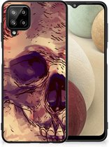 GSM Hoesje Geschikt voor Samsung Galaxy A12 Silicone Back Case met Zwarte rand Skullhead