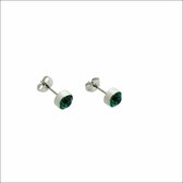 Aramat jewels ® - Oorbellen donker groen kristal chirurgisch staal zilverkleurig 7mm
