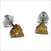 Aramat jewels ® - Zirkonia zweerknopjes driehoek 5mm oorbellen geel chirurgisch staal
