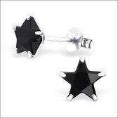 Aramat jewels ® - Zilveren oorbellen ster zwart 925 zilver zirkonia 7mm
