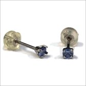 Aramat jewels ® - Ronde titanium oorbellen zirkonia donker blauw 3mm