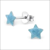 Aramat jewels ® - 925 sterling zilveren oorbellen ster shimmer blauw