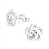 Aramat jewels ® - Kinder oorbellen bloem 925 zilver transparant kristal 7mm