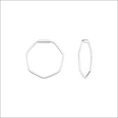 Aramat jewels ® - Geometrische oorringetjes zeshoek zilver 14x0.8mm 925 zilver