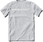 Knakworst - Snack T-Shirt | Grappig Verjaardag Kleding Cadeau | Eten En Snoep Shirt | Dames - Heren - Unisex Tshirt | - Licht Grijs - Gemaleerd - S