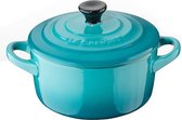 Le Creuset 6 aardewerken mini braadpannetjes Caribbean Blue 10cm 0,25l