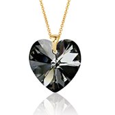 Montebello Ketting Daisy HG466 - Swarovski® Hart - 925 Zilver Verguld - Ø18mm - 45cm