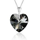 Montebello Ketting Mila HZ466 - Swarovski® Hart - 925 Zilver Gerhod. - Ø18mm - 45cm