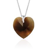 Montebello Ketting Daisy HZ467 - Swarovski® Hart - 925 Zilver Gerhod. - Ø18mm - 45cm