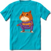 Casual kat T-Shirt Grappig | Dieren katten Kleding Kado Heren / Dames | Animal Skateboard Cadeau shirt - Blauw - M