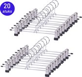 Xaptovi metalen Broekhangers met Verstelbare Antislip Knijpers 20 stuks - Kleding Hanger met Klemmen - Kleerhanger - Broek en Rok Houder - Metaal