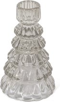 Glazen kaarsenstandaard grijs - grey - 8,5x8,5x13,5cm - glas - Kolony