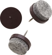 DELTAFIX meubelviltglijders | Ø 20 mm | spijkerbaar | bruin kunststof met grijs vilt | nagel 12 mm | 16 STUKS