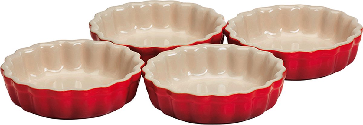 Le Creuset Aardewerken taartvormen per 4 Kersenrood 11cm