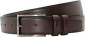 Nette Leren Riem Donkerbruin - 3 cm breed - Pantalon Riem - Rundleer - maat 105 - Broekriem - Heren Riem Leer - Donker Zilveren Gesp