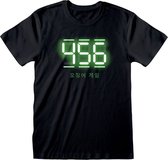 Squid Game - 456 Digitale Tekst Zwart Unisex T-Shirt - S