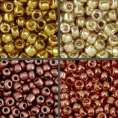 Rocailles - 4mm, 6/0 - 4x10 gram - metallic goud & rosé