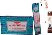 2 pakjes met 15 gram - Wierook - Wierookstokjes - Incense sticks - Money Matrix + 5 Mini Wierookstokjes + Gelukspoppetje